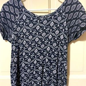 White and Black Top with some lavender floral. S